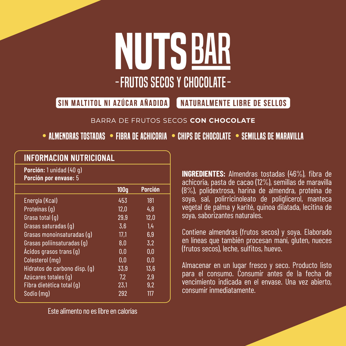 Barritas de frutos secos IPAL Nutsbar con Chocolate