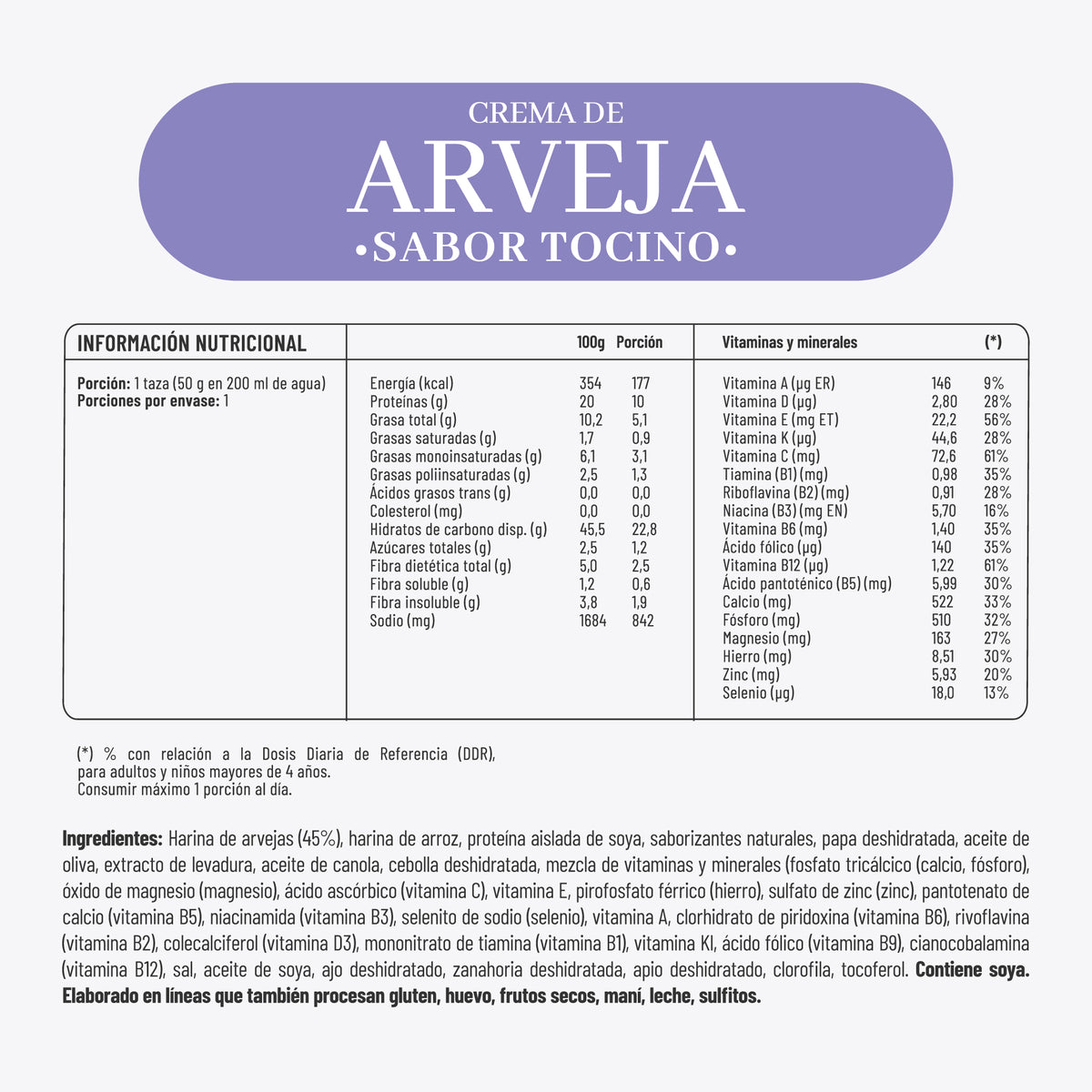 Crema Instantánea de Arverja y Tocino IPAL Nutrition